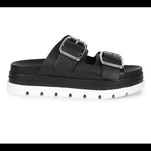 J/Slides NYC Chunky Black Slide Sandals